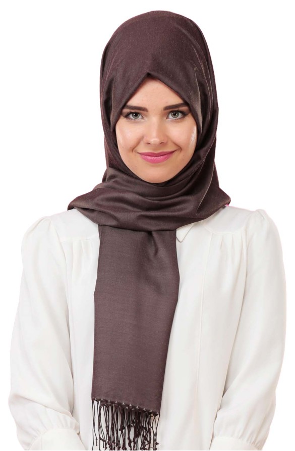 Cachmira Düz Viskon Kahve Şal